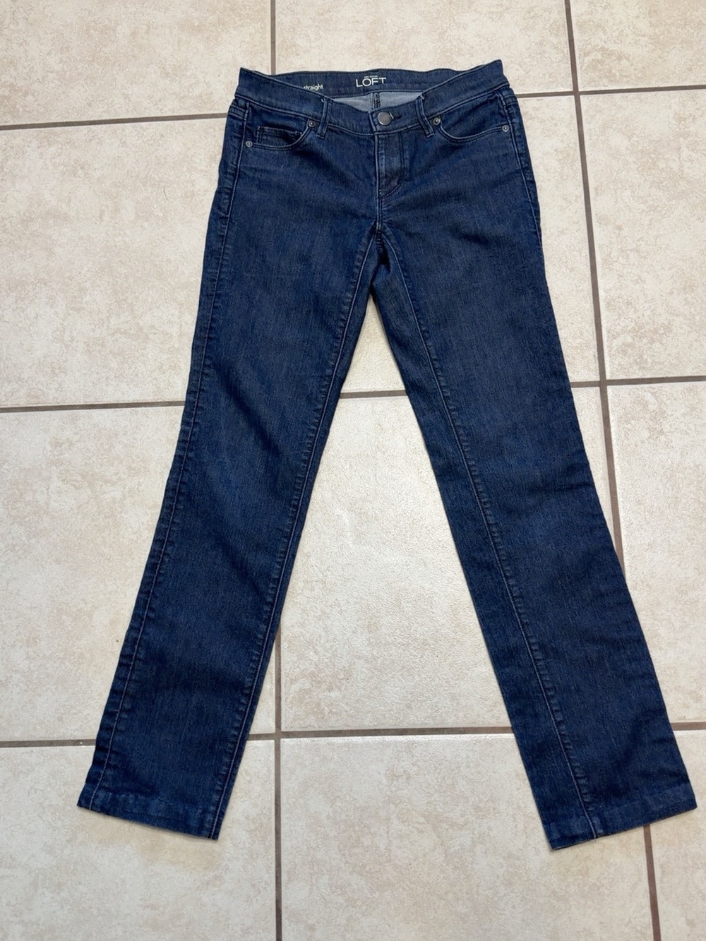 LOFT Modern Straight Dark Wash Jeans Size 26/2 - Picture 2 of 6